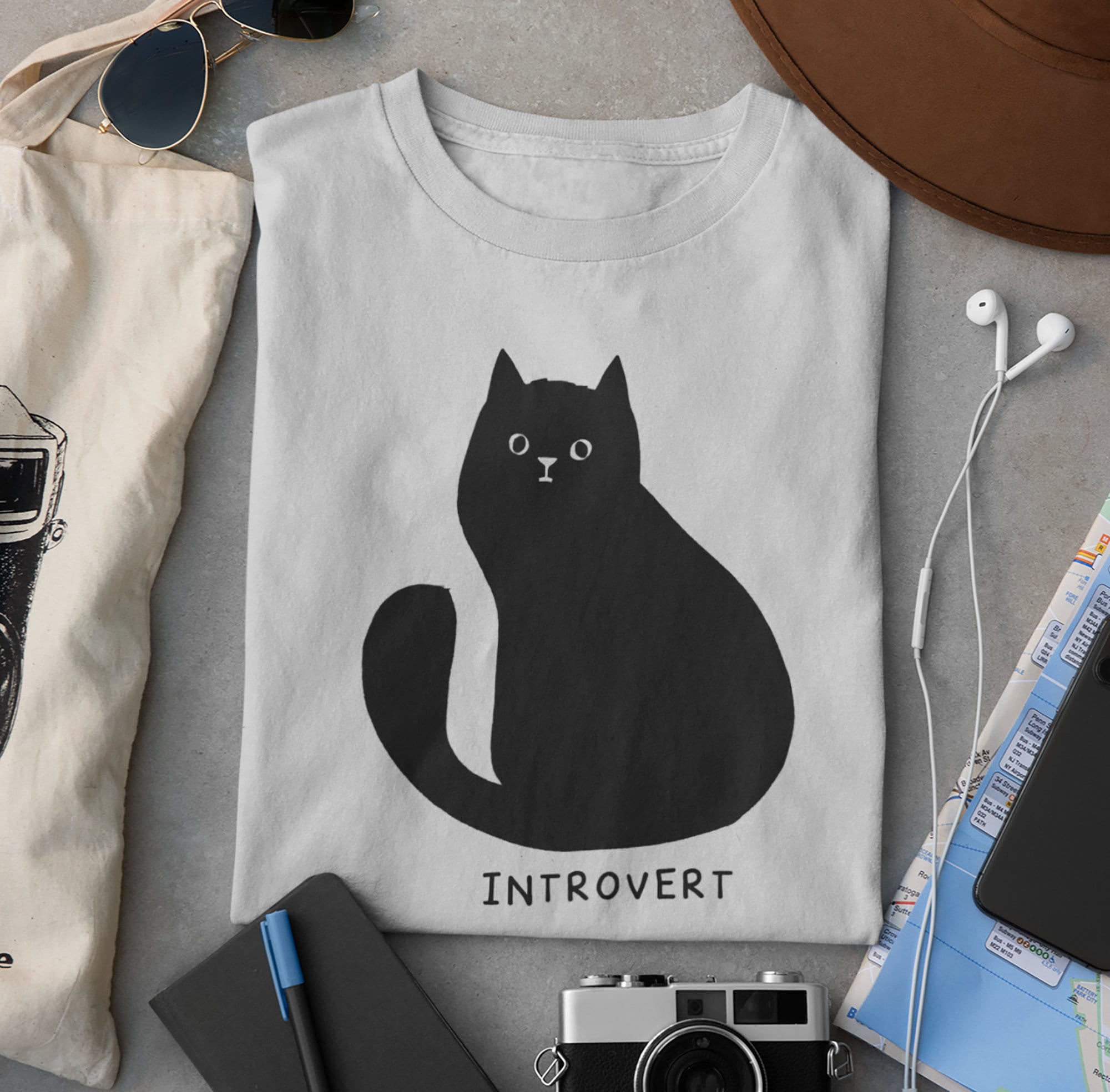 Black Cat Introvert Shirt Aesthetic