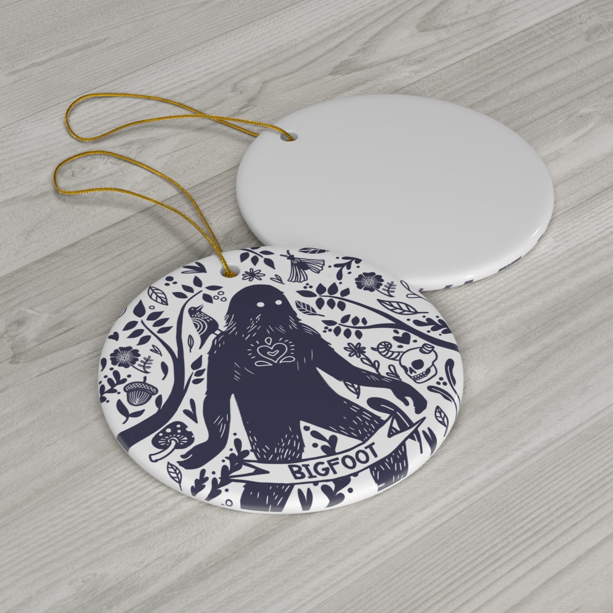 Ceramic Ornament Bigfoot Holiday