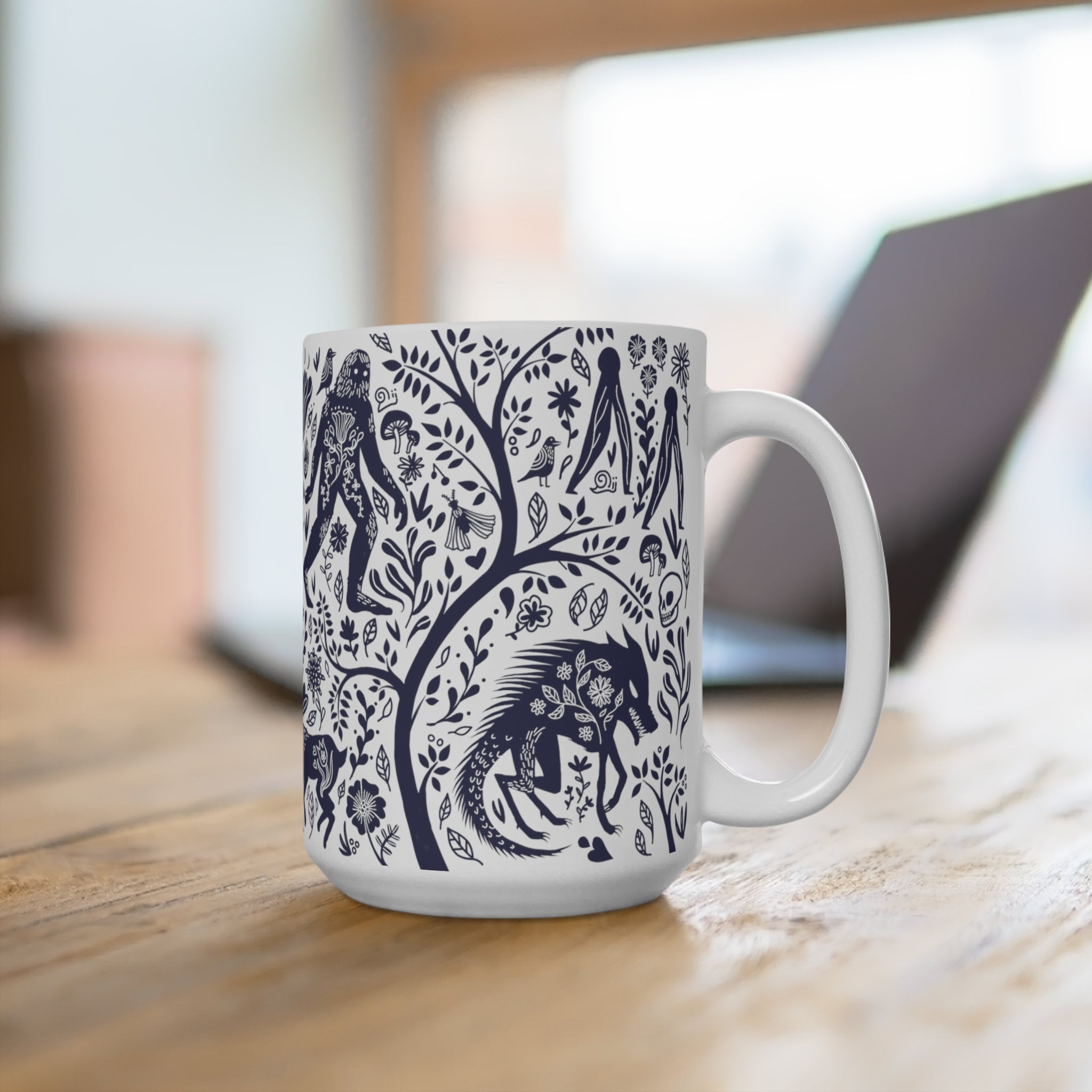 Cryptid Woods Original Art Mug in Blue