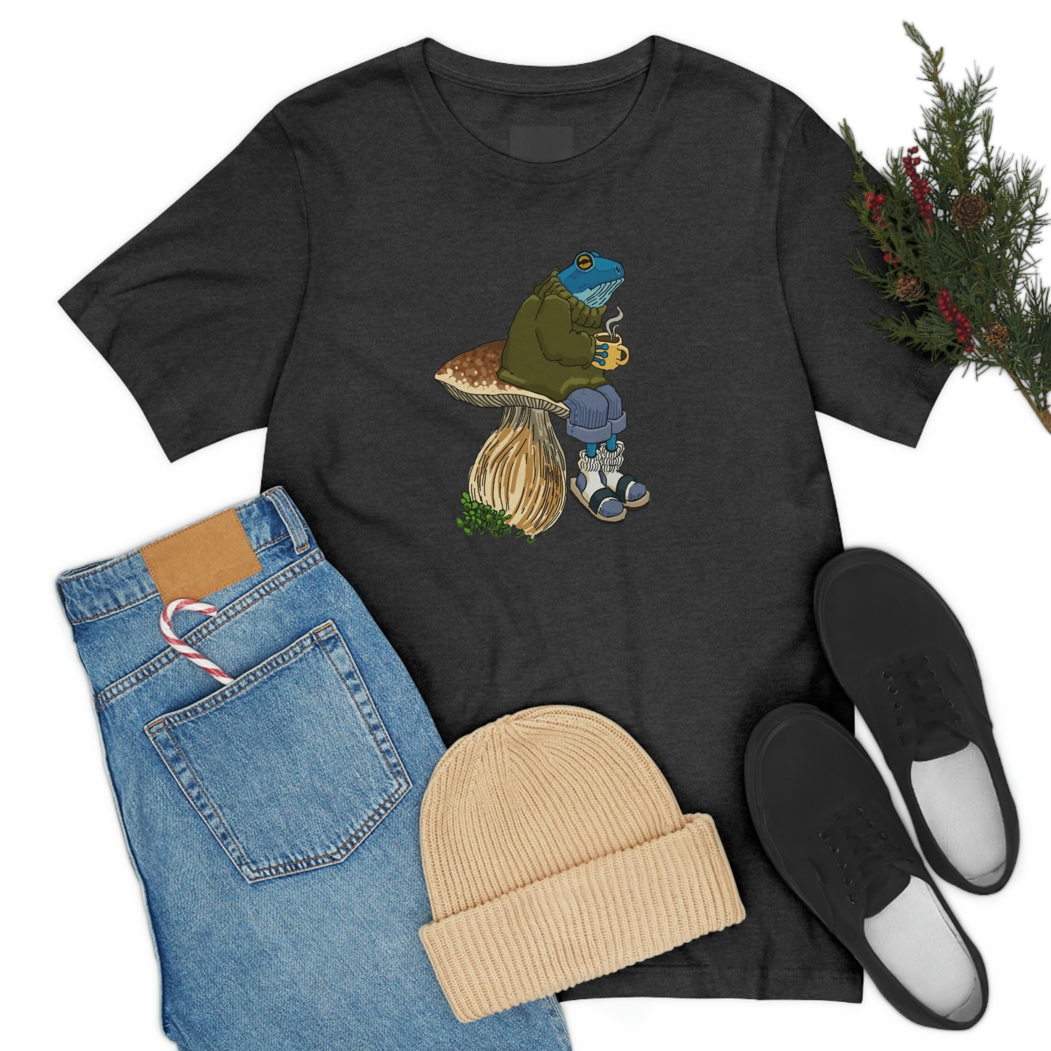 Little Blue Frog on a Mushroom Tee